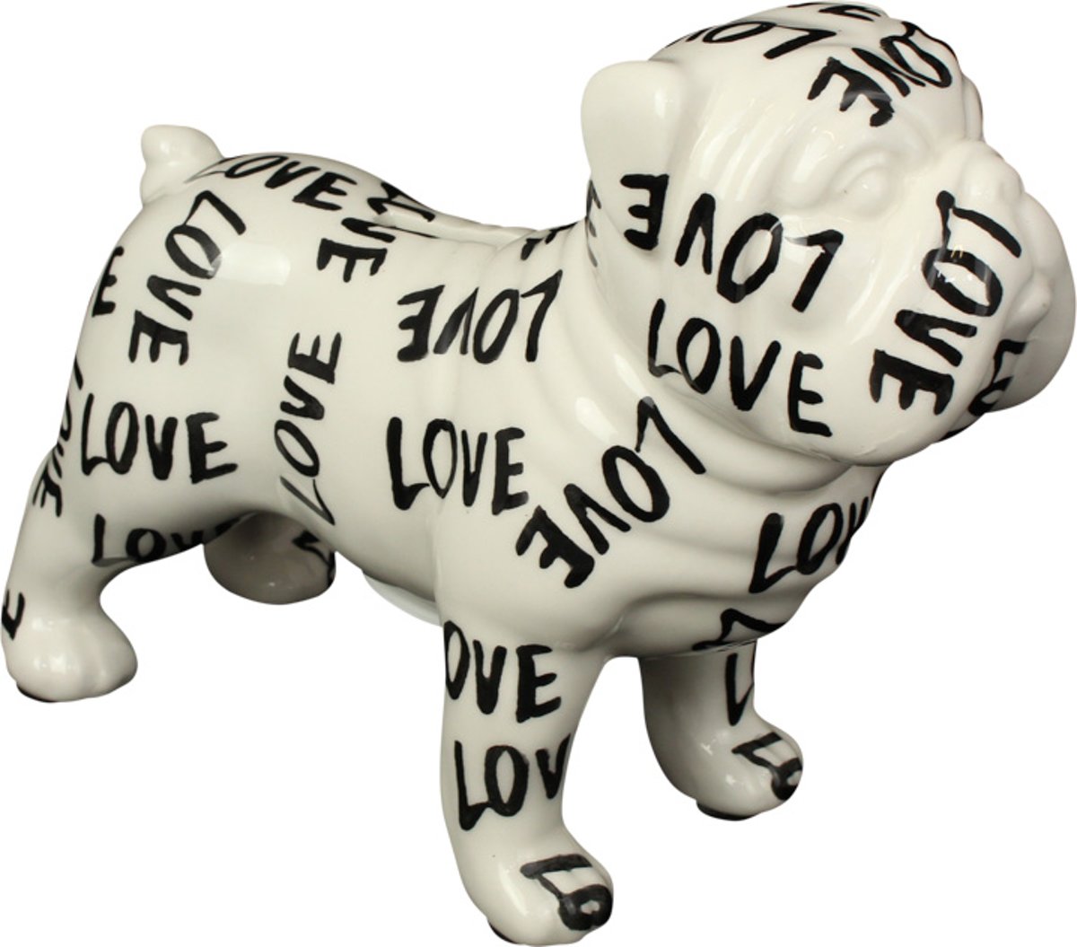 English Bulldog Max spaarpot | hond - zwart-witte love print | Pomme pidou